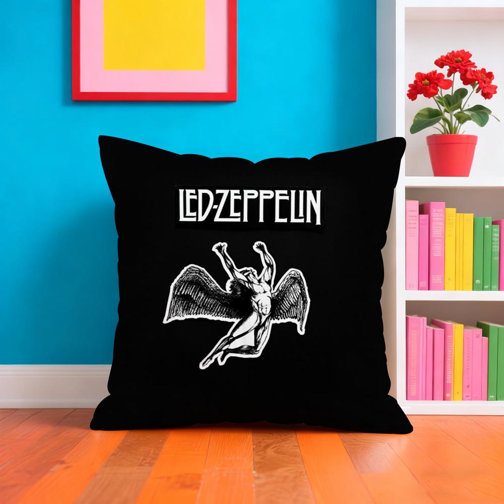 Band Rock L-Led Z-Zeppelins Cushion Cover Plush Fabric Soft Double-Sided Printed Sofa Warm Winter Home Gift Pillow Case