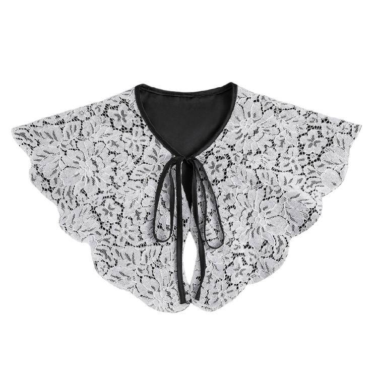 Sophisticated Sequins Quilted Cape False Collar Chinese Elegant Ruffled Lace Layering Shawl Clothing Accessory for Dress