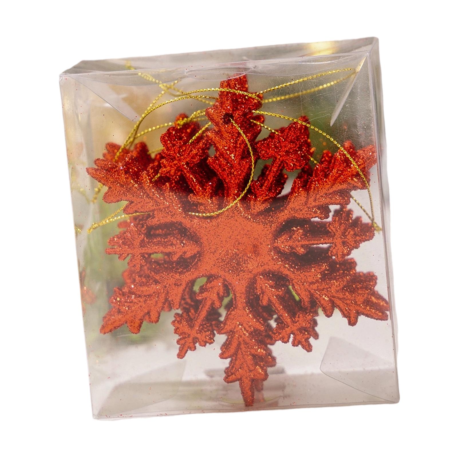 

Christmas Glittering Snowflake Ornaments 6 Pieces for DIY Craft Projects Accessories 4.7x4.1inch Lightweight with Rope красный
