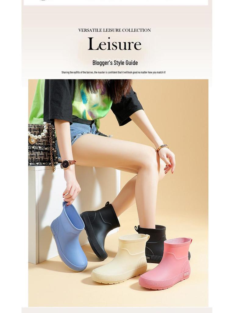 2024 Women's Fashionable Non-Slip Waterproof Rain Boots - Short Tube