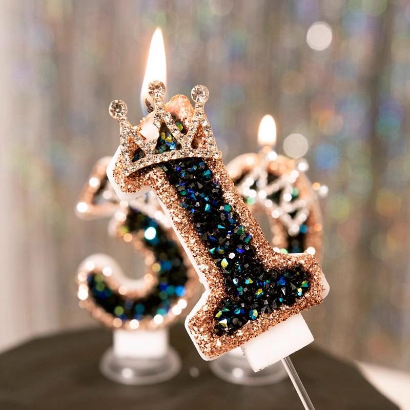 Crown Number Candles Birthday Digital 0-9 Cake Decoration Ocean Starfish Seashells Cake Topper Birthday Anniversary Day Decor