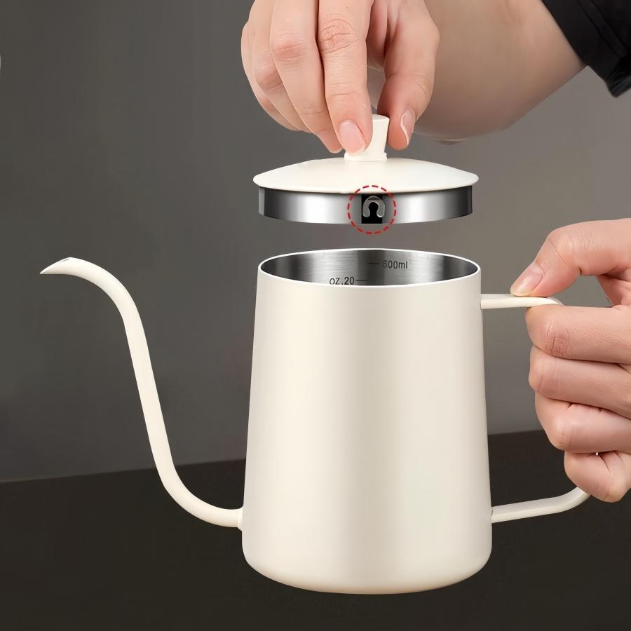 Stainless Hand Drip Coffee Hot Water Pot with Lid Gooseneck Kettle Hanging Ear Coffee Non-stick Home Kitchen Cafe Accessories