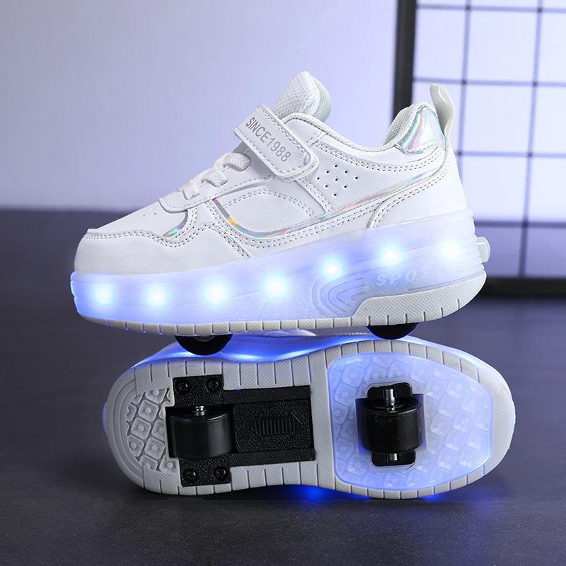 Kid's Luminous Sneaker Rubbing Shoes Children's Shoes Solid Milk Patch Charging Lamp Shoes Kids Glowing Sneakers