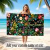 Floral Garden Theme Soft Beach Towel Personalized Custom Name Text Towel Portable for Beach Pool Travel