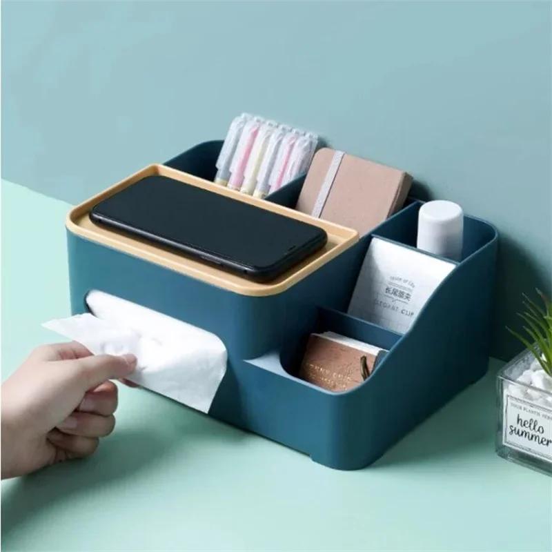 Multifunctional Tissue Storage Box Cover Napkin Holder Sundries Ontainer Stationery Organizer for Bedroom Office Bathroom Vanity