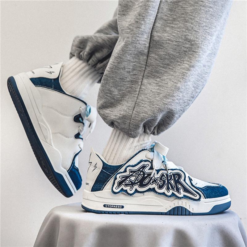 Zapatillas 2024 Autumn Contrast Men Sneakers Flat Bottom Casual Shoe Letter Board Shoe Denim Blue Tennis Shoe Male Shoe Tenis