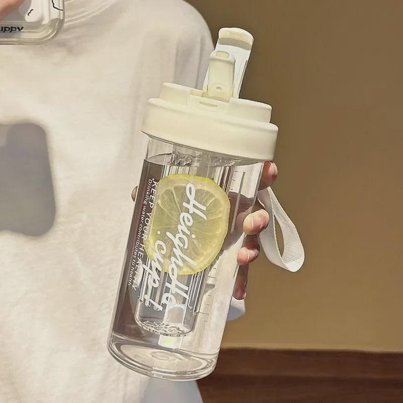 High-Value, Heat-Resistant Straw Cup for Girls & Students - Portable, Anti-Fall Plastic Tea Cup