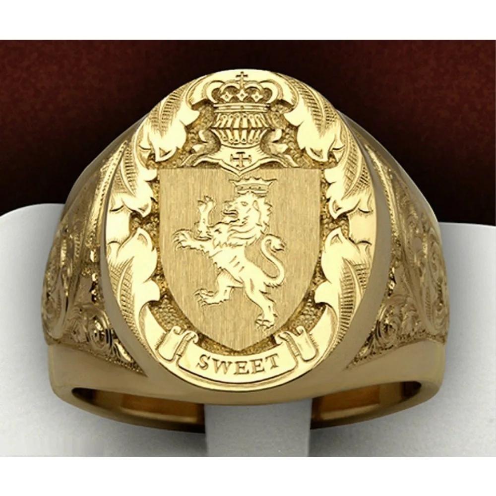 Niche Trend New Simple Crown Lion Ring Royal Seal Ring Personalized Creative Street Hip-hop Punk Men's Party Gift Accessories