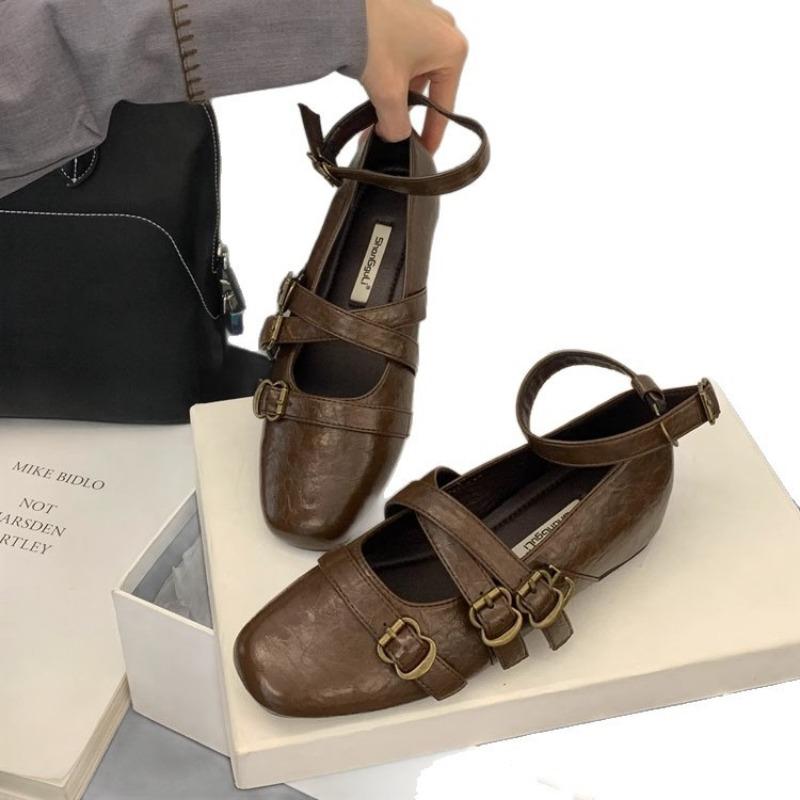 Nischen-Mary-Jane-Schuhe mit eckiger Spitze, flache Einzel-Schuhe, kleine Einzel-Schuhe, temperamentvolle Abendschuhe mit Röcken, Damenschuhe