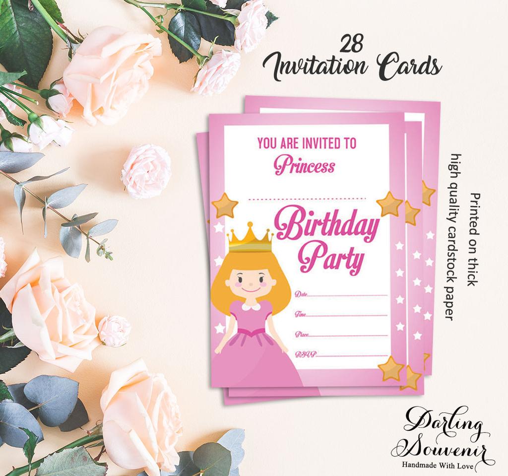 Darling Souvenir Weiße Geburtstagseinladungskarte, bedruckbar, befüllbar oder beschreibbar, Einladungen, Partyzubehör, 28 Stück, 12,7 x 17,8 cm