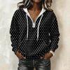 Women's Long Sleeve Pullover Hoodie with Plaid Print and Drawstring Casual Top