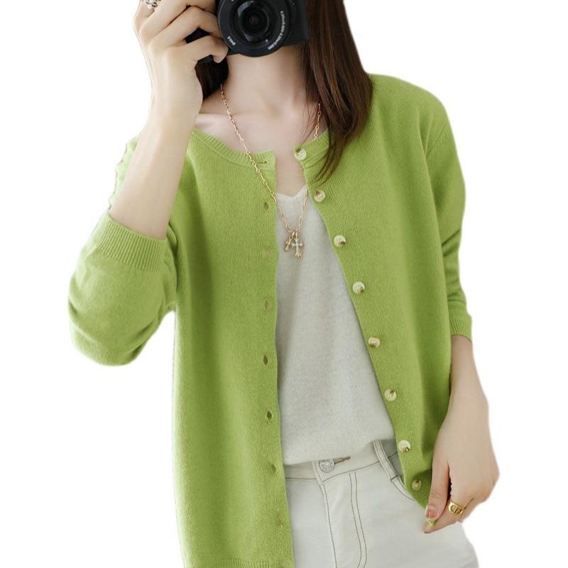 Knitted Cardigan Women's New Fashion Wear High-end Round Neck Small Fresh Sweater Jacket On Both Sides Autumn