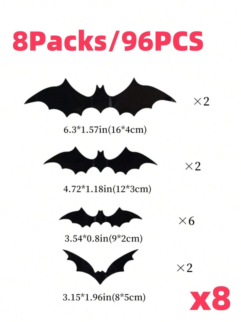12Pcs/Pack PVC 3D Black Horror Bat Wall Stickers Set DIY Halloween Party Essentials for Home Window Art Decals