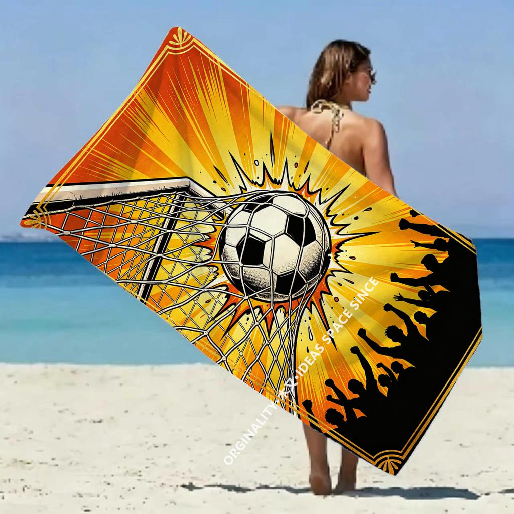 Soccer Goal Game Beach Towel Patterned Sunscreen And Windproof Suitable For Swimming Pool Camping Travel Blanket