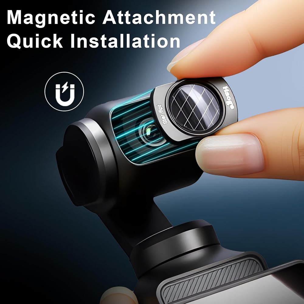 Haoge DJI Osmo Pocket 3 için Manyetik Filtre Seti, 1/4 Siyah Difüz, Işık Darbesi Azaltma Filtresi, Değişken ND 2-32, LCD Ekran Koruyucu ve içerir