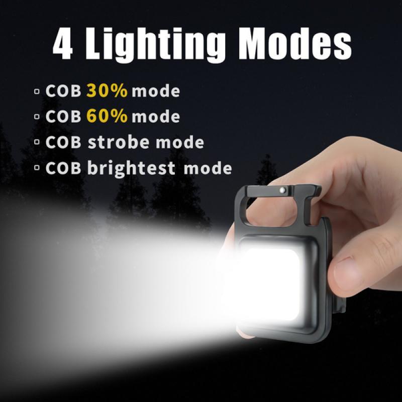 NOVÁ 2/1ks Mini LED svítilna Pracovní svítilna 4 režimy svícení 2000 lumenů přenosná kapesní svítilna Klíčenky USB dobíjecí venkovní kemping Malá svítilna