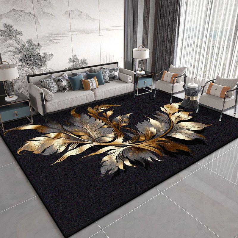 

Роскошный ковер с цветочным узором для гостиной, черный, в китайском стиле, декоративный, для дивана и журнальных столиков, нескользящий, для спальни, моющийся, мягкий мат 60*90cm