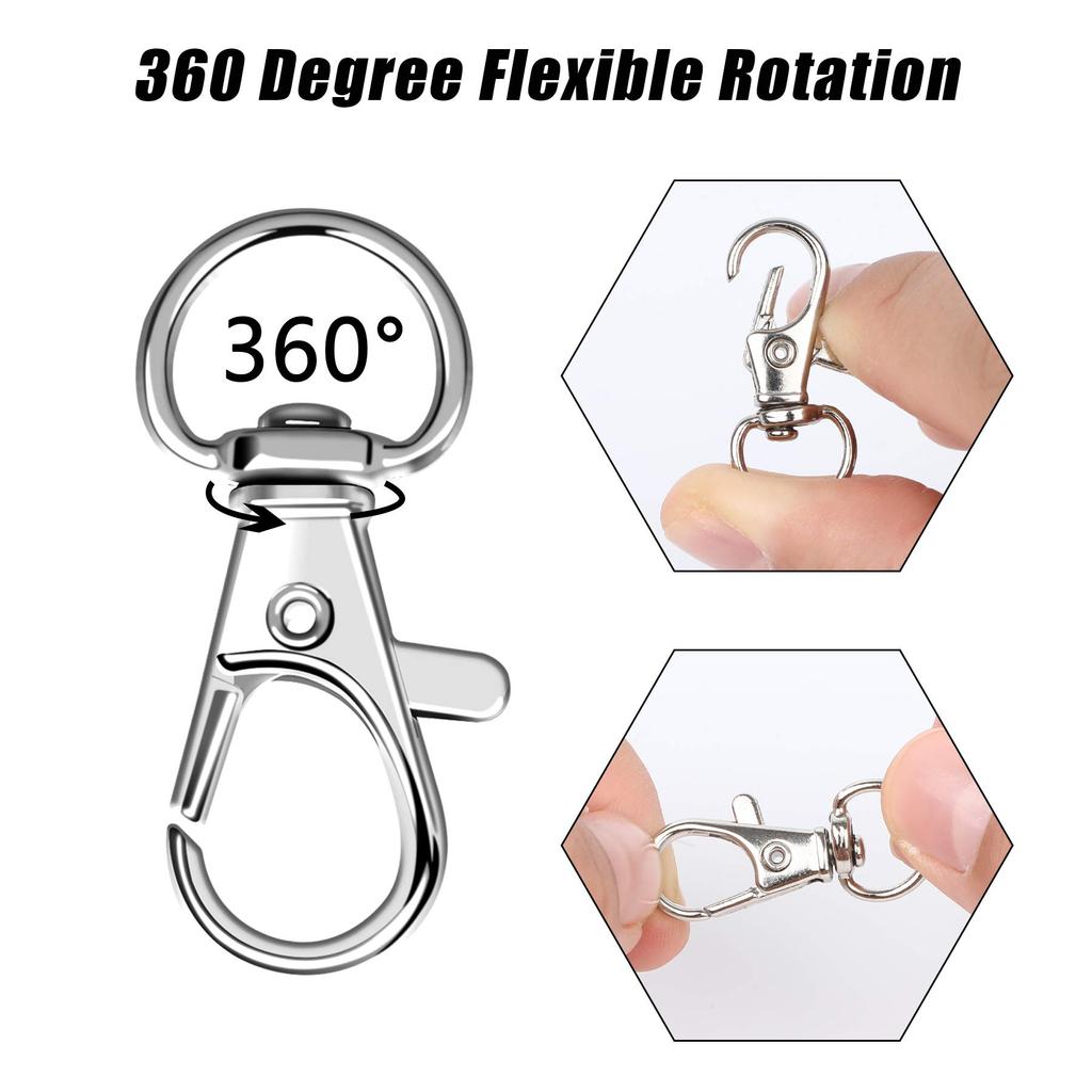 50/100/150PCS Keychain Hooks with Key Rings,.Metal Swivel Lobster Claw Clasps, for Keychain Clip Lanyard, Jewelry Making, Crafts