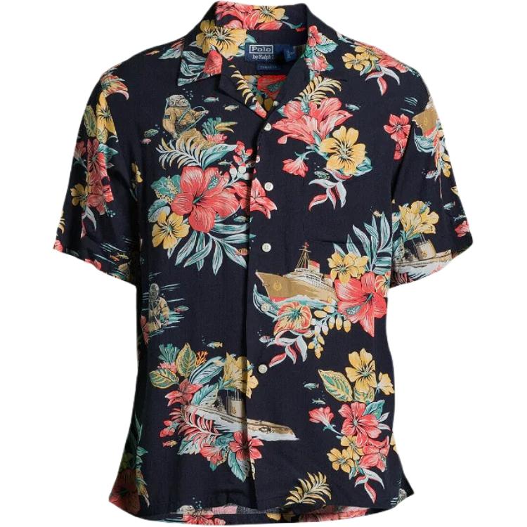 

Рубашка-поло Polo Ralph Lauren с цветочным принтом, с отложным воротником, однобортная, с коротким рукавом, мужская, разноцветная 710944088-001 L