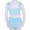 Men's Ruffled Frilly Lace Satin Sissy Lingerie Set Bra Skirted Panties Bloomer Underwear