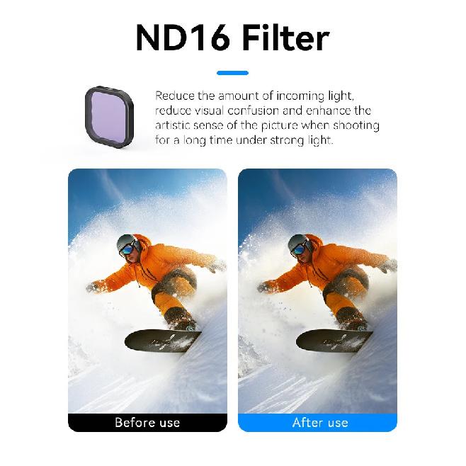TELESIN ND8 ND16 ND32 ND64 CPL Lens Filter Set Aluminium Alloy Frame for GoPro Hero 13 Action Camera ND CPL Lens Filter