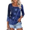 Women's 3/4 Sleeve Square Neck Floral Shirt Casual Loose Tunic Top