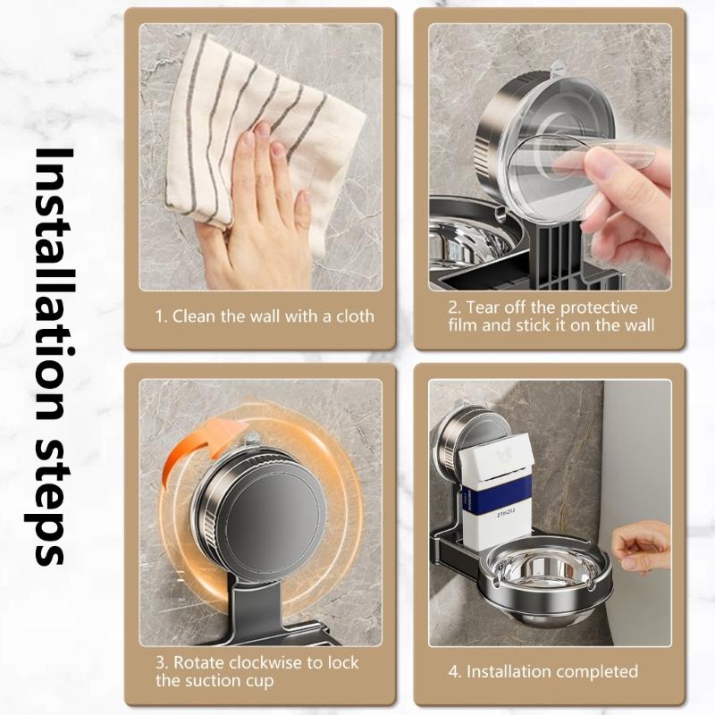 Portable Wall Mount Bathroom Ashtrays Sturdy Carbon Steel Toilet Smoker Accessories for Hotel Home Easily Installion