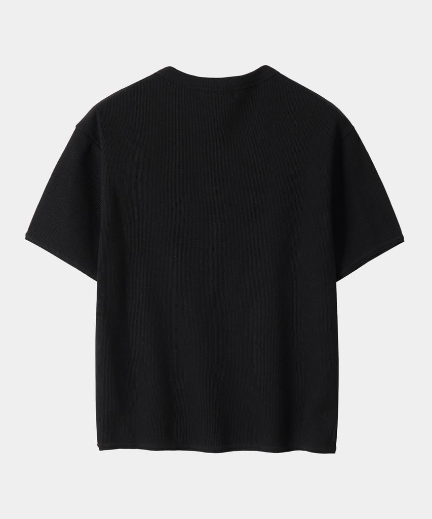 Dekkoloso Dima Cotton Henley Neck Short Sleeve T-Shirt [Black]