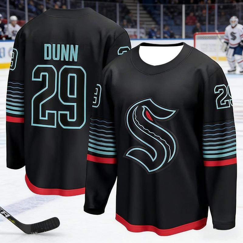 2026 Best-selling Men's Sea Monster Ice Hockey Training Black Ball Jersey Breathable Quick-Drying 3D Print Long Sleeve Kids