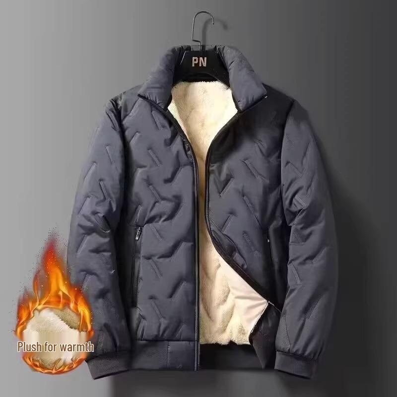 

Men s Plus Size Thickened Ultrasonic Lambswool Jacket - Warm Velvet Cotton (Order by Invitation Only) 4XL сірий колір