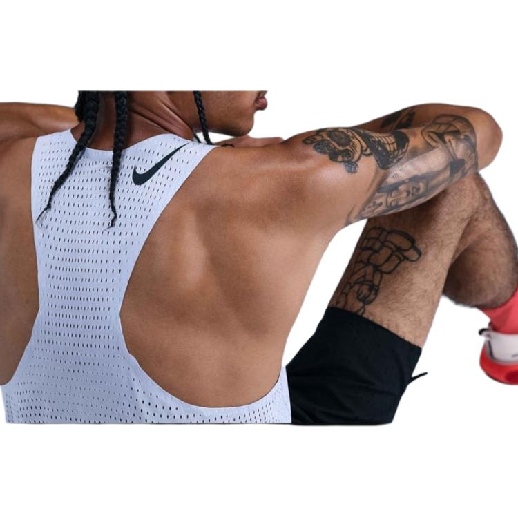 Nike Logo V-Neck Breathable Tank Top Men tops Ghost-White FN4231-057
