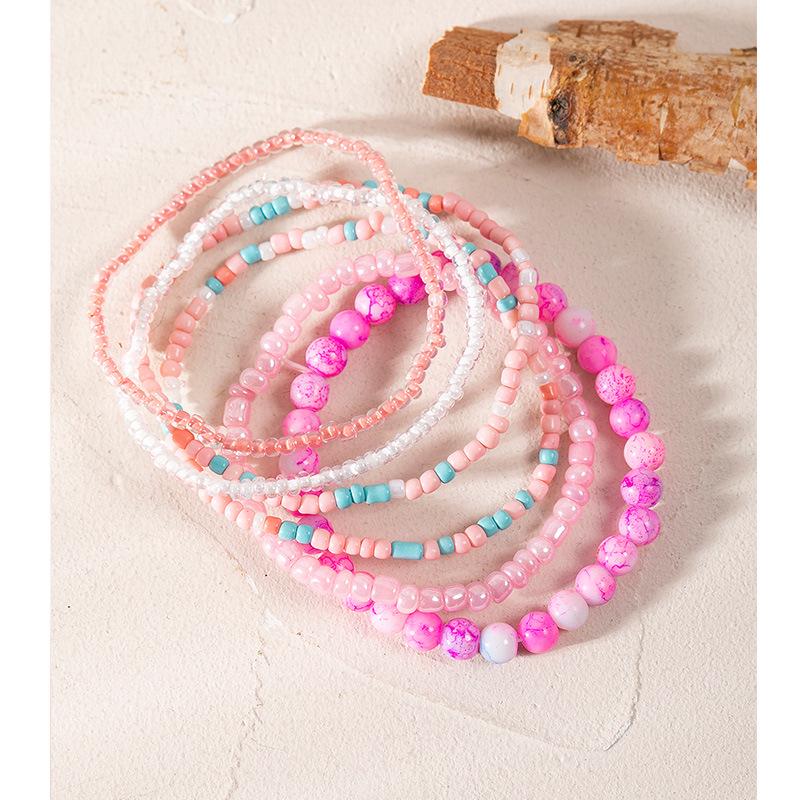 

Богемные многослойные эластичные браслеты в стиле колор-блок для женщин: Трендовый отпускной стиль Glass Seed Bead