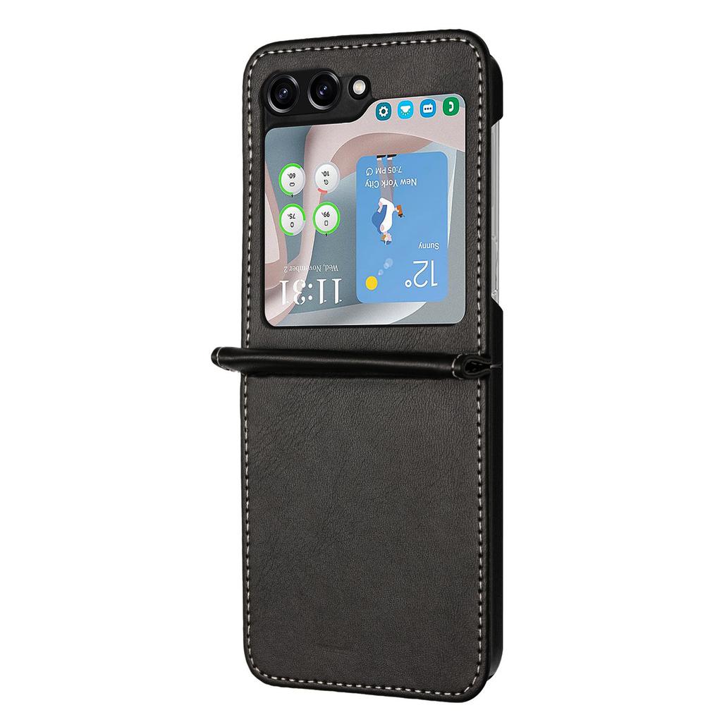 For Samsung Galaxy Z Flip5 5G Case Calf Texture PU Leather Shockproof Phone Cover