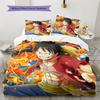 One Piece Anime Pattern Bedding Quilt Set Quilt Cover Pillowcase Home Birthday Gift(1 * Duvet Cover + 2 * Pillowcase, Without Core)