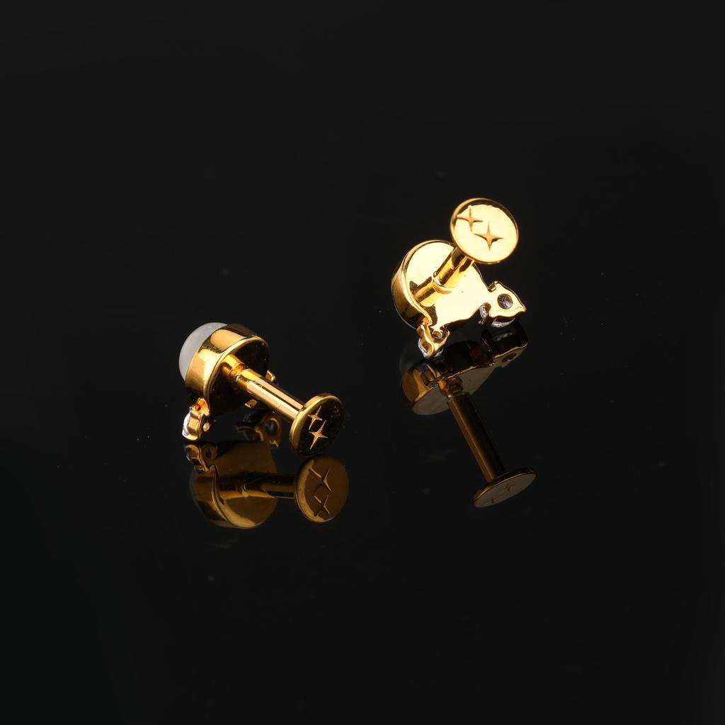 Rainbow Moonstone & CZ Earrings 925 Sterling Silver Gold Plated Fine Jewelry Gift for Her