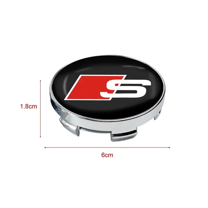 For Audi  A34pcs Car Wheel Center Hub Cap Badge Emblem Decal Wheel Sticker For Audi A3 A6 Q3 B5 B6 B7 B8 B9 Q7 8P 8V 8L A5 A4 C6 C5 C7 4F A1