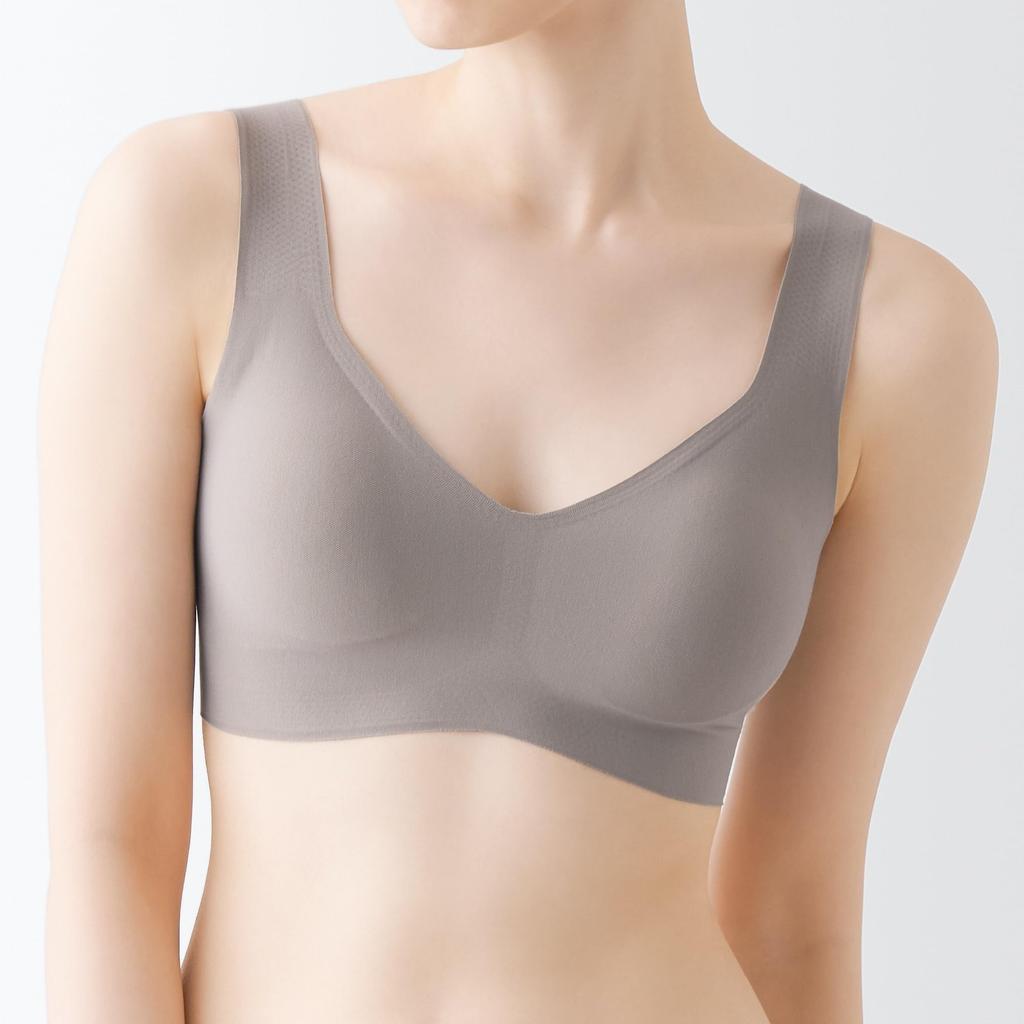 MUJI Mocha XL Women's Half-Top Bra, Non-Slip, FCH55A4A, Brown, Women's