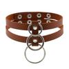 DIEZI Sexy Lignt Brown PU Leather Necklace Women Men New Harajuku Gothic Vintage Heart Chain Choker Statement Necklace Jewelry