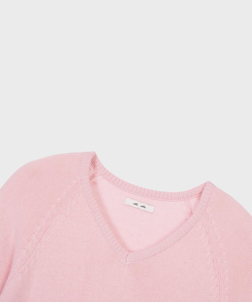 Alkialka V-Neck Frill Knit (Light Pink)