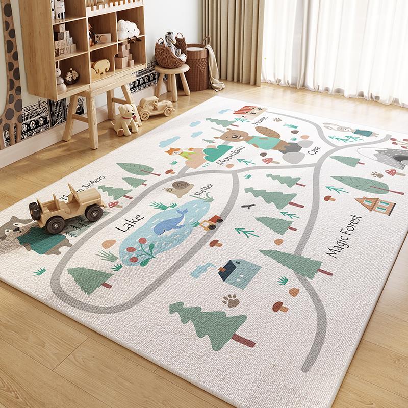 Children's Cartoon Illustration Carpet Home Decor, Living Room and Bedroom Anti-slip Floor Mat, Non-shedding, Dirt-proof