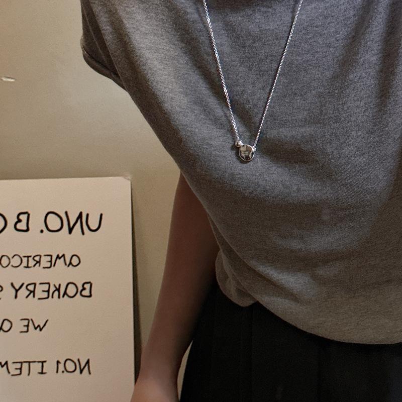 S925 Sterling Silver Niche Design Sense Heavy Industry Retro Fashion Letter Necklace Wind Collarbone Chain