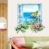 3D Fake Window Wall Sticker Self Adhesive Window Sill Flower Butterfly Decal for Living Room Bedroom Decoration Home Decor