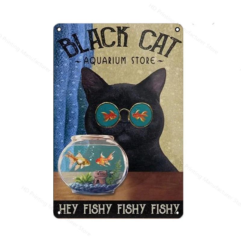 Black Cat Women Metal Sign Vintage 30 *20cm Tin Plaque Coffee Yoga Bedroom Club Decoration Home Vintage Art Plate Wall Poster