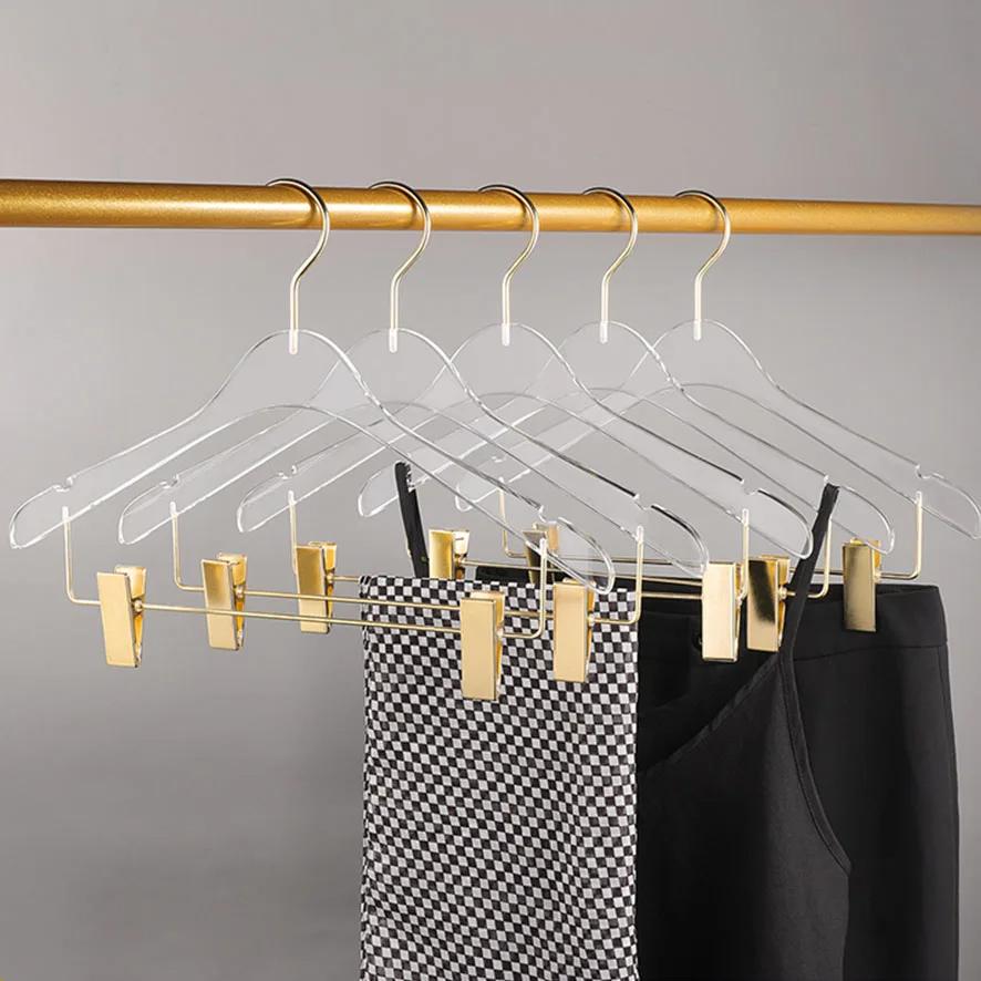 Multifunctional Crystal Coat Hanger Transparent Suit Hanger Closet Organizer,Non-slip Clothes Drying Rack,5/10pcs,High-quality