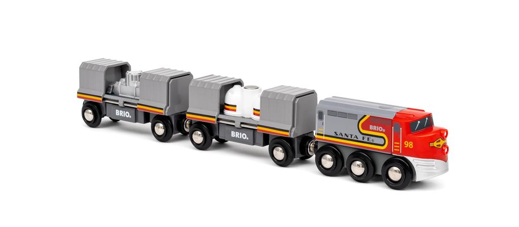 BRIO World Serie Ferroviaria Treno Santa Fe 36089 Età 3 anni e su (Treno Giocattolo Pista di Legno Treno Dinosauro)