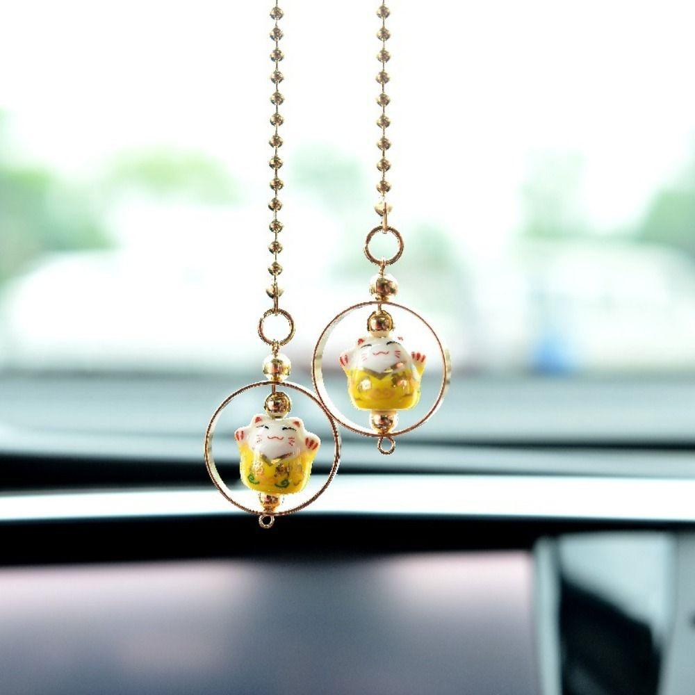 Charm Hanging Pendant Rearview Mirror Suspension Decoration Lucky Cat Car Accessories Car Pendant