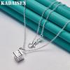 Fine 925 Sterling Silver Roman Square 16-30 Inch Pendant Necklace for Women Wedding Party Fashion Charm Jewelry