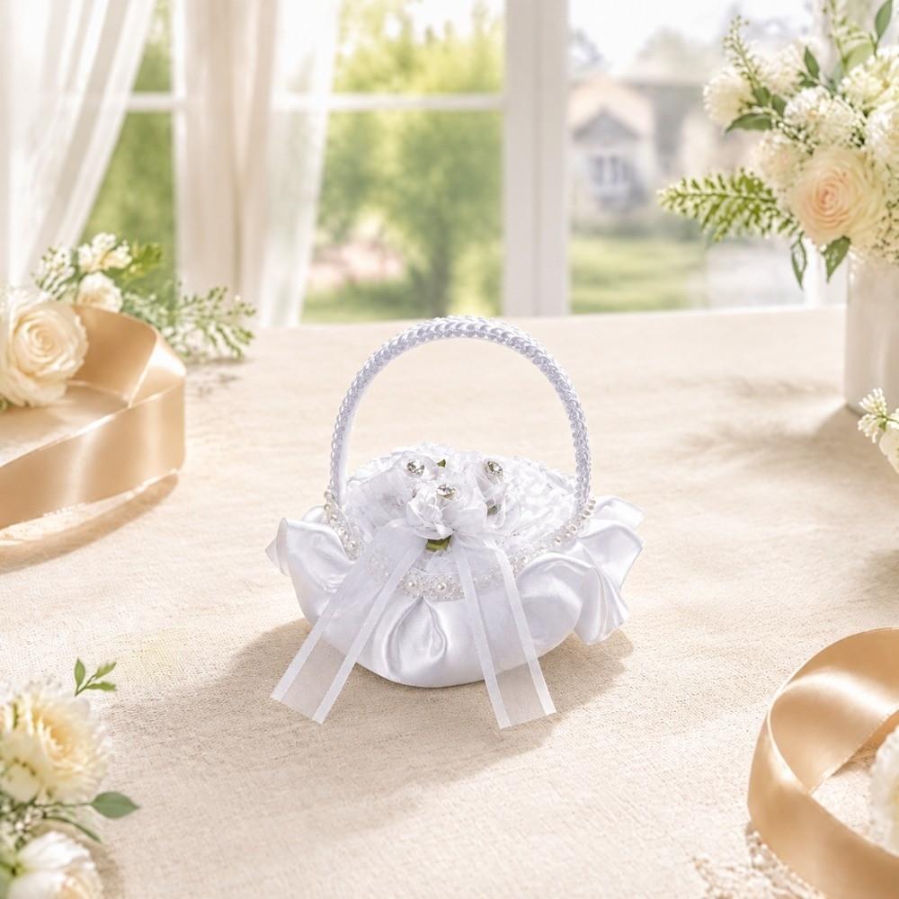 4.33x3.94in. Ring Pillow Heart Shape Flower Basket Romantic Wedding Ring Pillow Wedding Ceremony