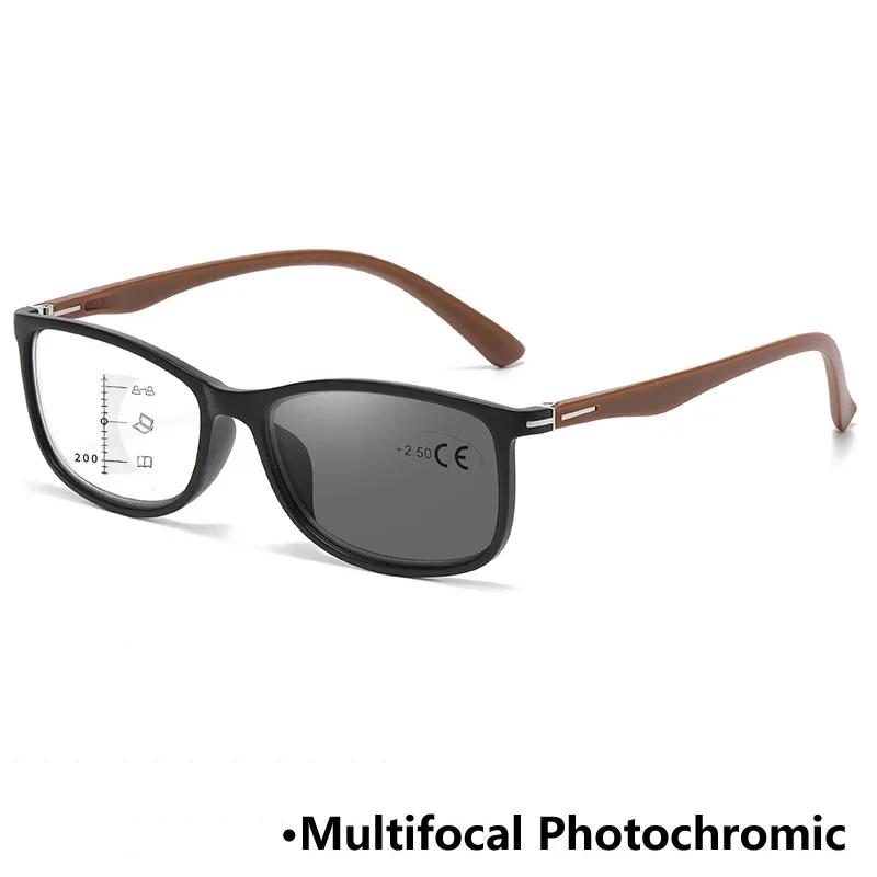 Óculos de Leitura Fotocromáticos Vintage Mulheres Homens Moda Progressiva Multifocal Óculos Descoloração Ultraleve Presbiopia