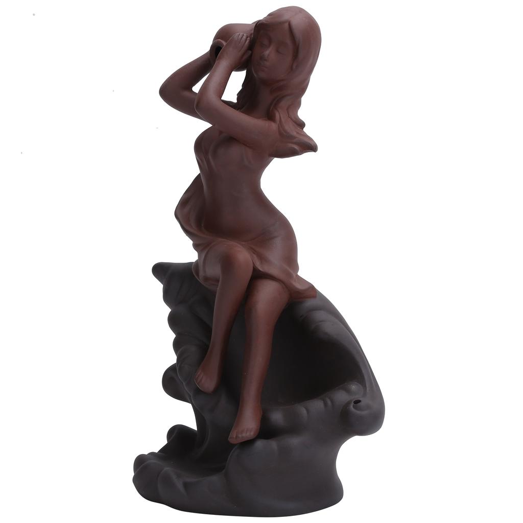 Incense Burner Red Stoneware Backflow Incense Holder Home Office Decoration Ornament